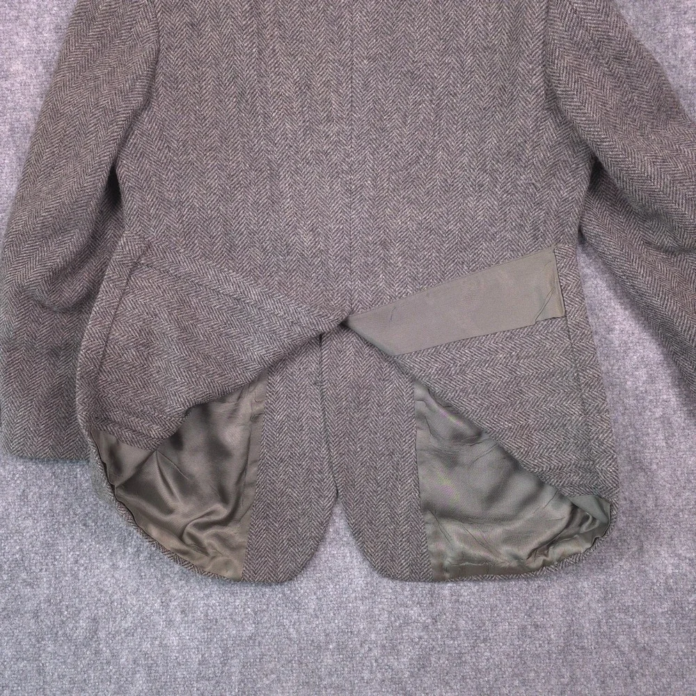VTG American Craftsmen Blazer Herringbone Tweed Mens 40R Grey Brown USA Academia